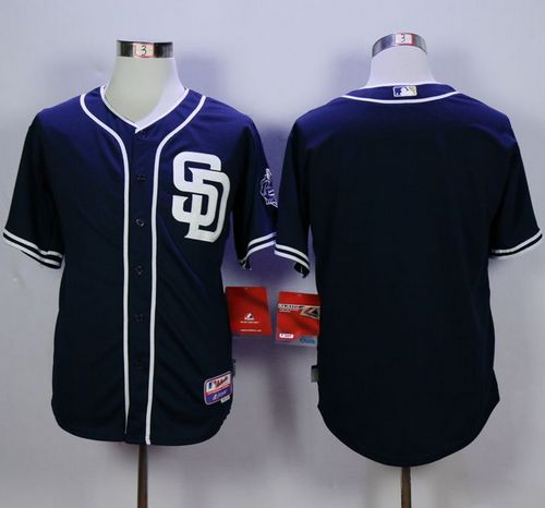 Padres Blank Dark Blue Cool Base Stitched Jersey - Zenithce