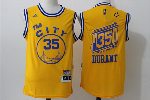 Golden State Warriors #35 Kevin Durant Yellow 2015-16 Retro Revolution 30 Swingman Jersey - Zenithce