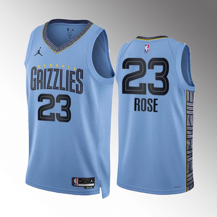 Memphis Grizzlies #23 Derrick Rose Blue Statement Edition Stitched Jersey - Zenithce