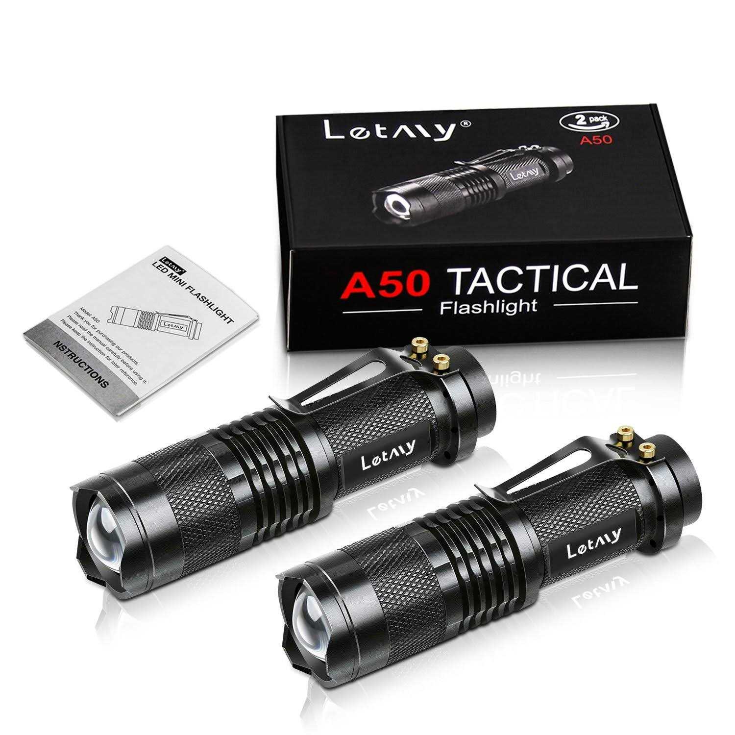 LETMY LED Tactical Flashlight S1000 PRO 2 Pack Bright Military Grade Flashlights High Lumens - Zenithce