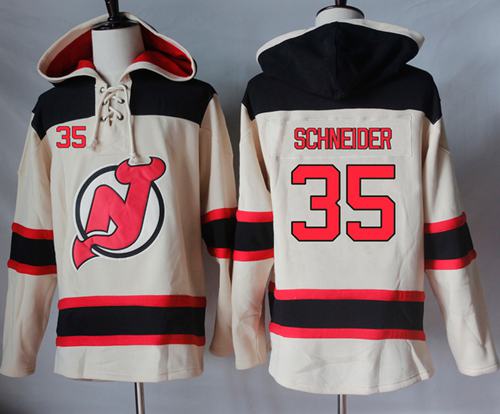 Devils #35 Cory Schneider Cream Sawyer Hooded Sweatshirt Stitched Jersey - Zenithce