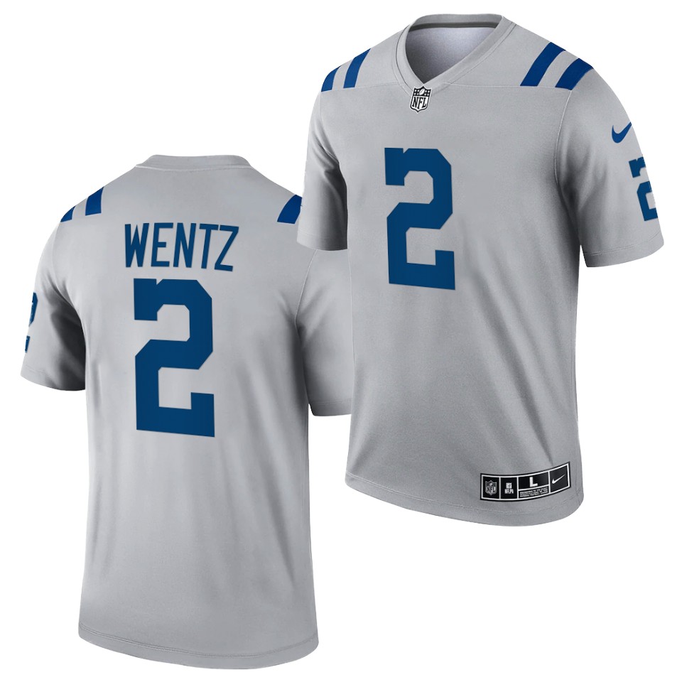 Indianapolis Colts #2 Carson Wentz Gray Inverted Legend Stitched Jersey - Zenithce