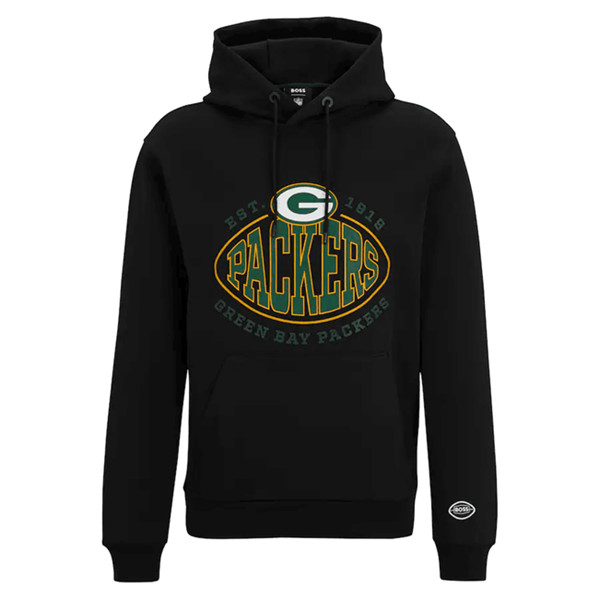 Green Bay Packers Black BOSS X Touchback Pullover Hoodie - Zenithce
