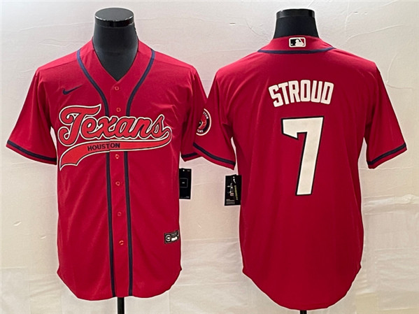 Houston Texans #7 C.J. Stroud Red With Patch Cool Base Stitched Jersey - Zenithce