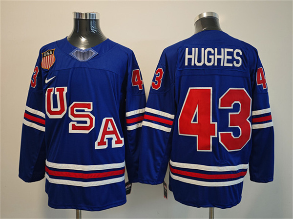 USA #43 Quinn Hughes Royal 2025-2026 Stitched Jersey - Zenithce
