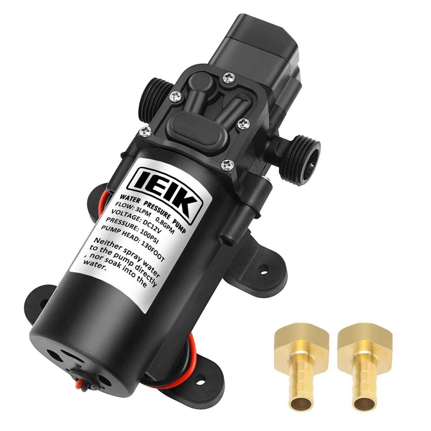 IEIK 12 Volt Diaphragm Pump 3LPM 0.8 GPM 100PSI Self Priming Sprayer Pump 12V DC Fresh Water Pump Water Pressure RV Camper Marine Boat - Zenithce