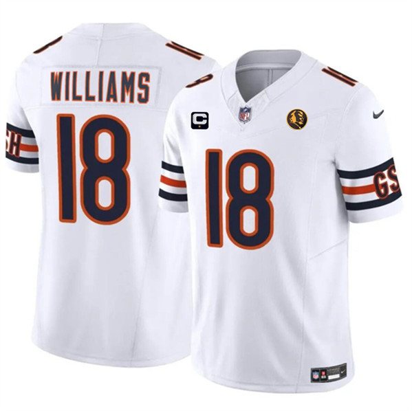 Chicago Bears #18 Caleb Williams White 2024 F.U.S.E. With John Madden Patch And 1-Star C Patch Vapor Stitched Jersey - Zenithce