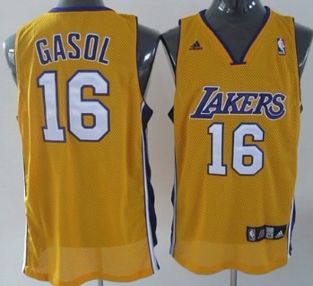 Los Angeles Lakers #16 Paul Gasol Yellow Swingman Jersey - Zenithce