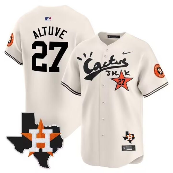 Houston Astros #27 Jose Altuve Cream Cactus Jack Vapor Premier Limited Stitched Jersey - Zenithce