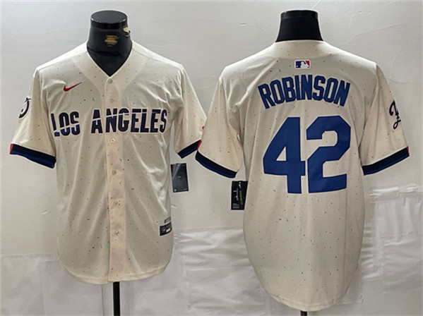 Los Angeles Dodgers #42 Jackie Robinson Cream Stitched Jersey - Zenithce
