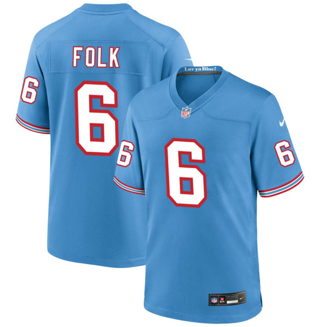 Tennessee Titans #6 Nick Folk Light Blue Throwback Player Stitched Game Jersey - Zenithce