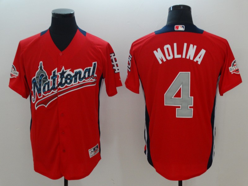 National League #4 Yadier Molina Red 2018 All-Star Game Home Run Derby Jersey - Zenithce