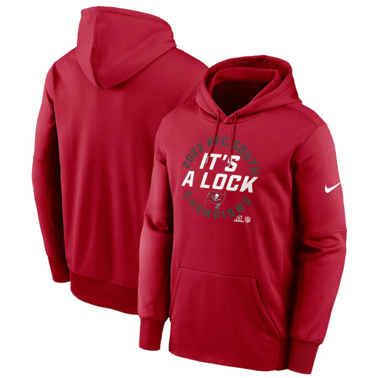 Tampa Bay Buccaneers Red 2023 NFC South Division Champions Locker Room Trophy Collection Pullover Hoodie - Zenithce
