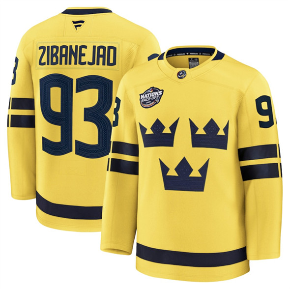 Sweden #93 Mika Zibanejad Yellow 2025 4 Nations Face-Off Premium Stitched Jersey - Zenithce