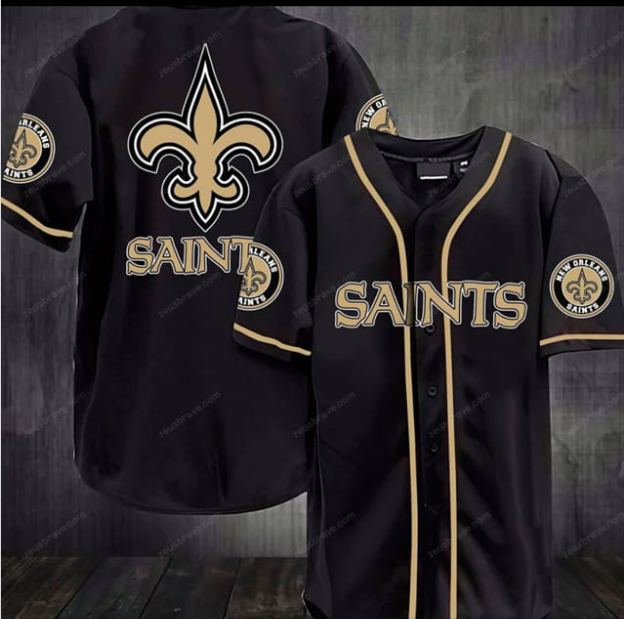 New Orleans Saints Black Stitched Baseball Jersey - Zenithce