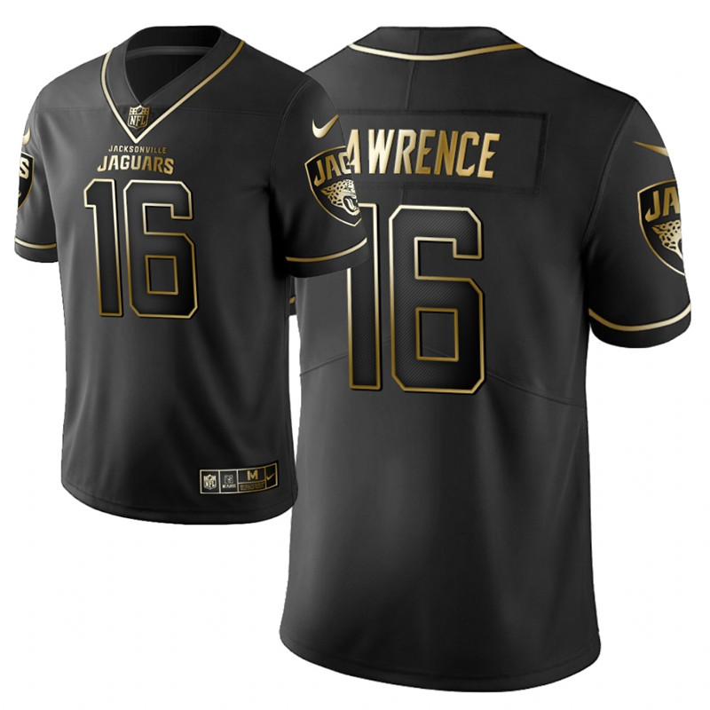 Jacksonville Jaguars #16 Trevor Lawrence Black Golden Vapor Untouchable Limited Stitched Jersey - Zenithce