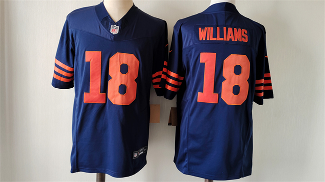 Chicago Bears #18 Caleb Williams Navy 2024 Draft Color Rush F.U.S.E. Vapor Stitched Jersey - Zenithce