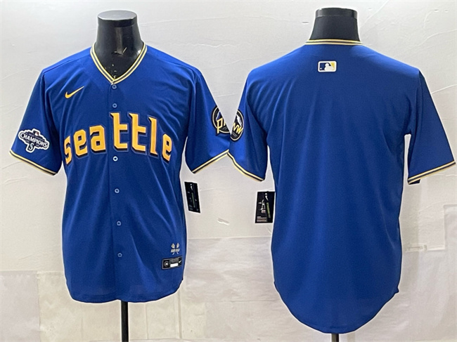 Seattle Mariners Blank Royal With 2025 AL West Division Champions Patch City Connect Limited Stitched Jersey - Zenithce