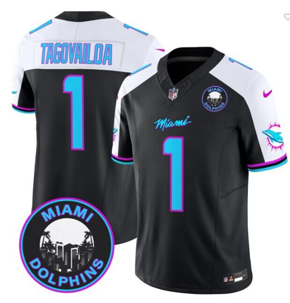 Miami Dolphins #1 Tua Tagovailoa Black F.U.S.E. 'Miami Vice' Vapor Limited Stitched Jersey - Zenithce