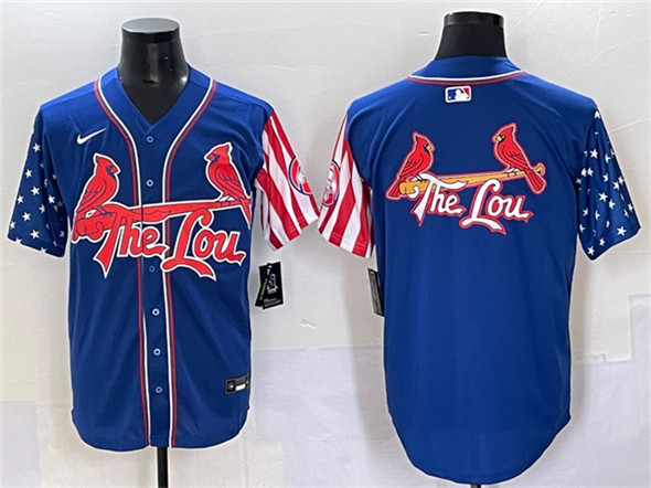 St. Louis Cardinals Team Big Logo Royal Independence Day Vapor Premier Limited Stitched Jerseys - Zenithce