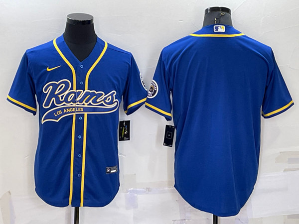 Los Angeles Rams Blank Royal With Patch Cool Base Stitched Baseball Jersey - Zenithce