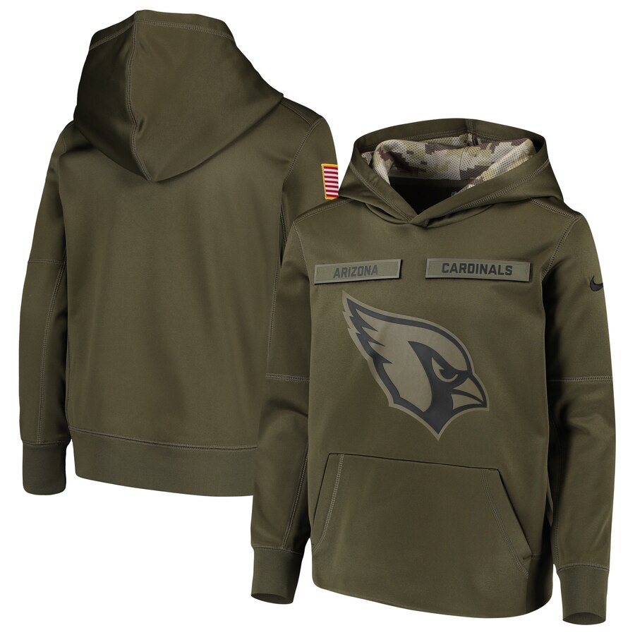 Youth Arizona Cardinals Olive Salute To Service Pullover Performance NFL Hoodie - Zenithce