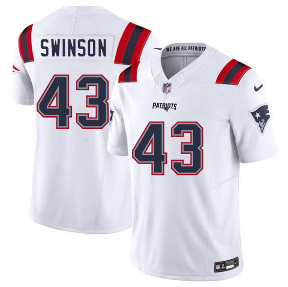 New England Patriots #43 Bradyn Swinson White 2025 F.U.S.E. Vapor Limited Stitched Jersey - Zenithce