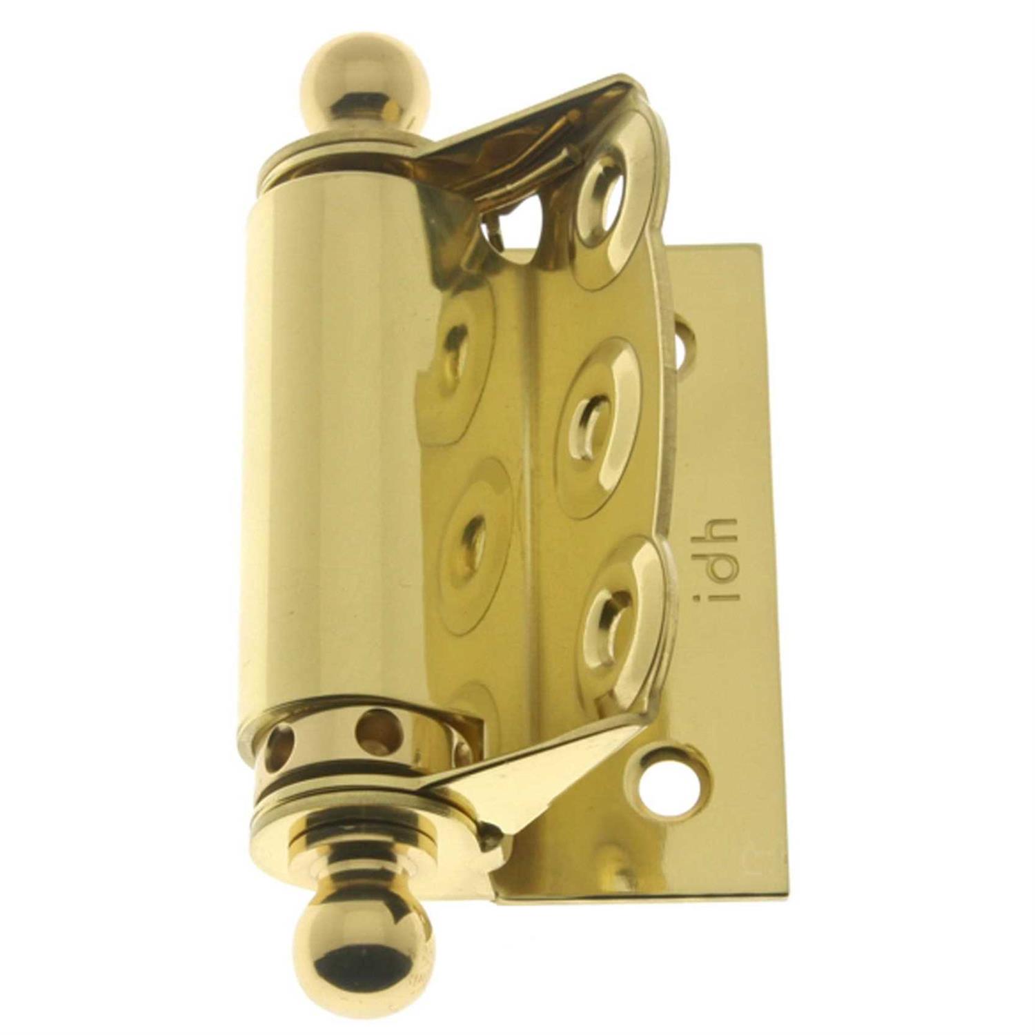 IDH by St. Simons Solid Brass Half Surface Adjustable Spring Screen Door Hinges with Ball Finials - Zenithce