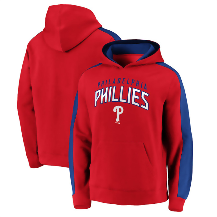 Philadelphia Phillies Red Game Time Arch Pullover Hoodie Pullover Hoodie - Zenithce