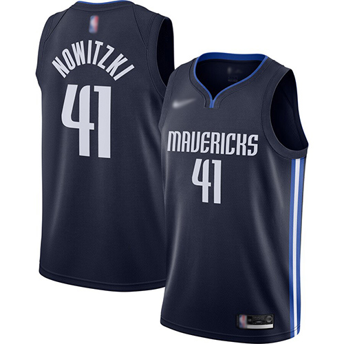 Mavericks #41 Dirk Nowitzki Navy Swingman Statement Edition 2019-2020 Jersey - Zenithce