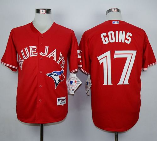 Blue Jays #17 Ryan Goins Red Canada Day Stitched Jersey - Zenithce