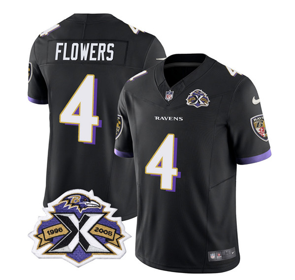 Baltimore Ravens #4 Zay Flowers Black 2023 F.U.S.E With Patch Throwback Vapor Limited Stitched Jersey - Zenithce