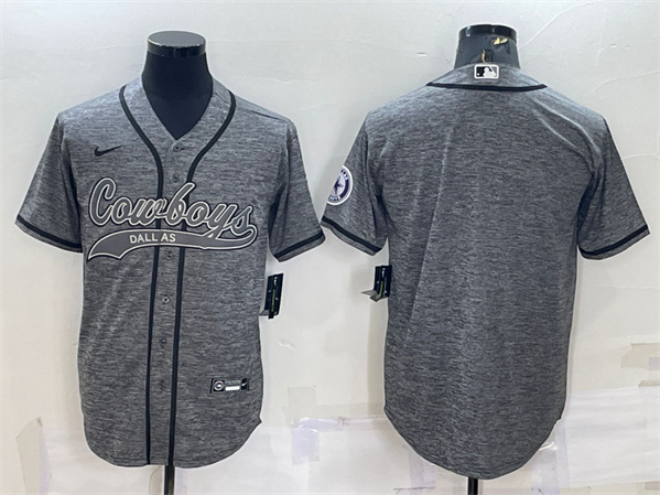 Dallas Cowboys Blank Gray With Patch Cool Base Stitched Baseball Jersey - Zenithce