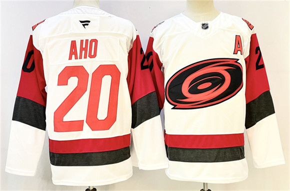 Carolina Hurricanes #20 Sebastian Aho White 2024-25 With A Patch Home Stitched Jersey - Zenithce