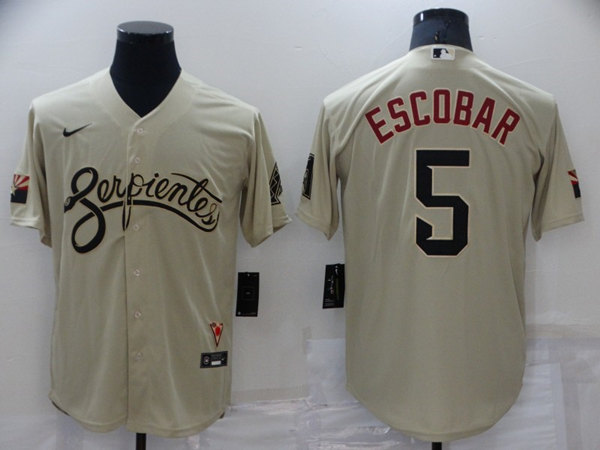 Milwaukee Brewers #5 Eduardo Escobar Cream Cool Base Stitched Jersey - Zenithce