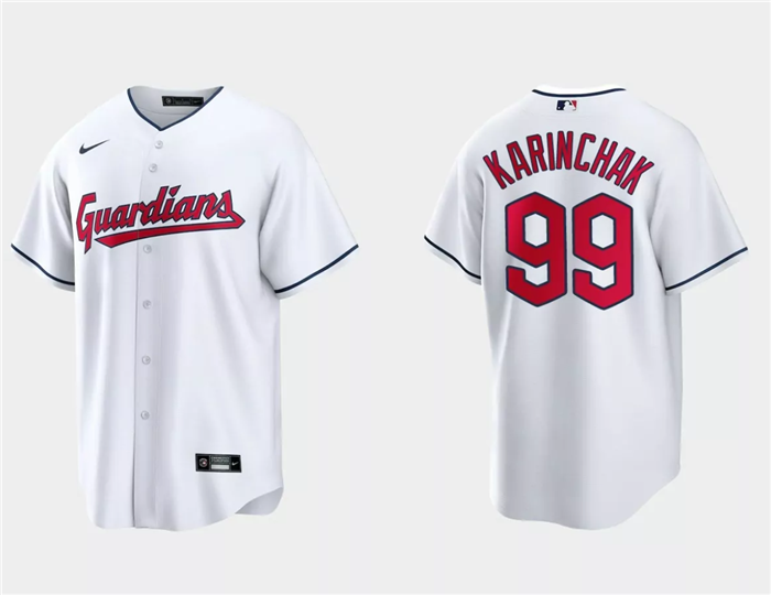 Cleveland Guardians #99James Karinchak White Cool Base Stitched Jersey - Zenithce