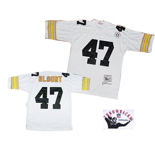 Mitchell And Ness Steelers #47 Mel Blount White Stitched Throwback Jersey - Zenithce