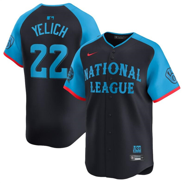 National League #22 Christian Yelich Navy 2024 All-Star Limited Stitched Jersey - Zenithce