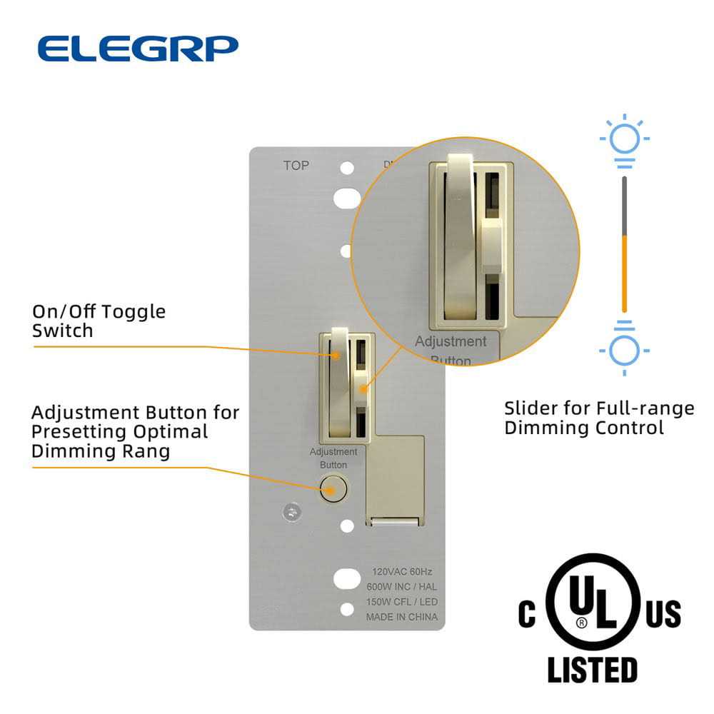 ELEGRP Slide Toggle Dimmer Switch DM101S - Zenithce