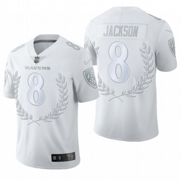 Baltimore Ravens #8 Lamar Jackson Platinum MVP Limited Edition Stitched Football Jersey - Zenithce