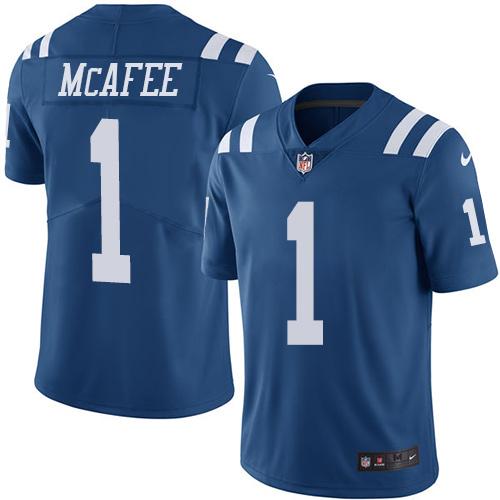 Colts #1 Pat McAfee Royal Blue Stitched Limited Rush Nike Jersey - Zenithce