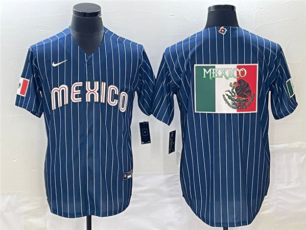 Mexico Navy Team Big Logo World Classic Stitched Jersey 002 - Zenithce