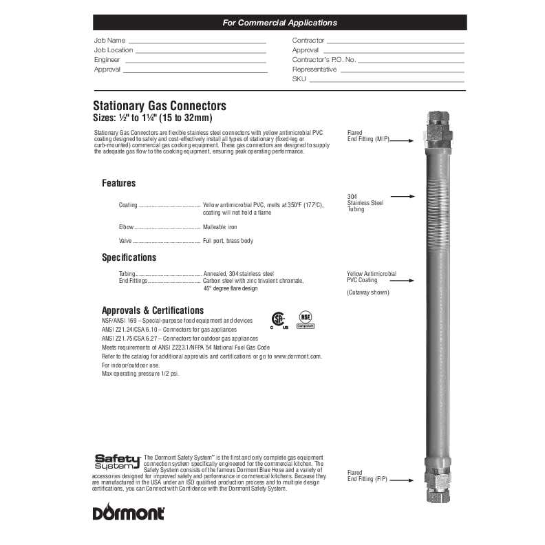Dormont 1650KIT48 Gas Connector Kit - Zenithce