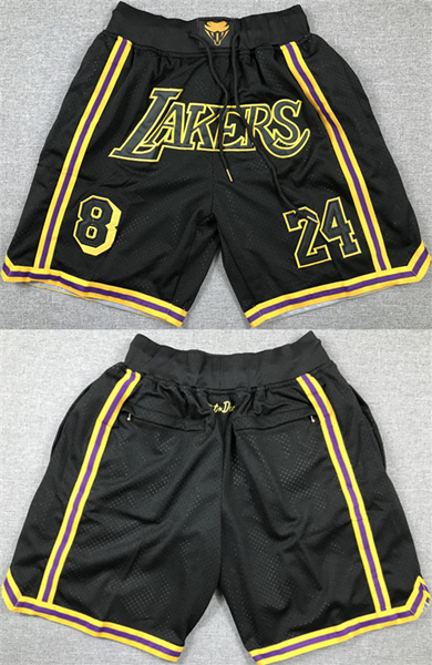 Los Angeles Lakers #8 #24 Black Shorts (Run Small) - Zenithce