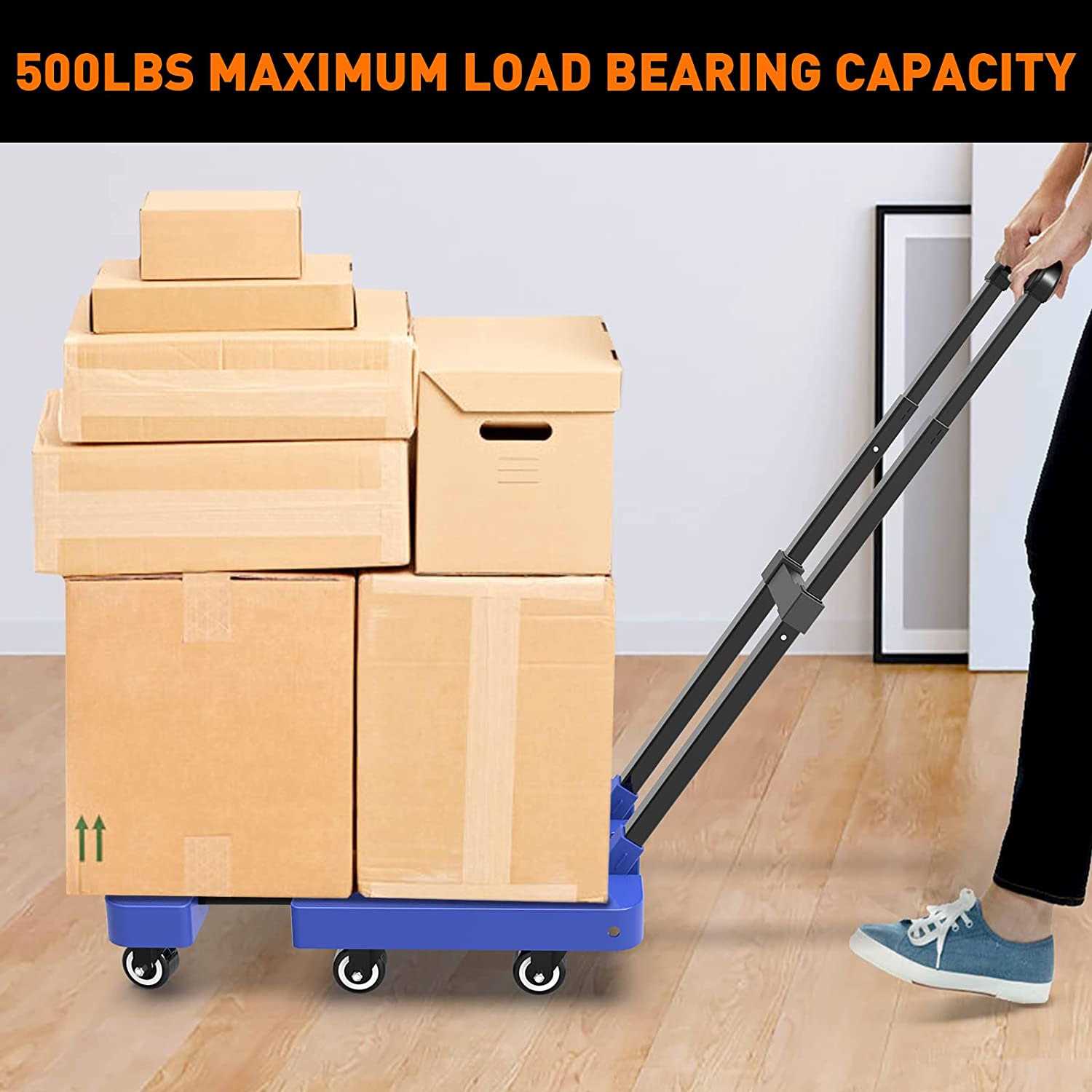 Ronlap Folding Hand Truck Foldable Dolly Cart for Moving 500lbs Heavy Duty Luggage Cart - Zenithce