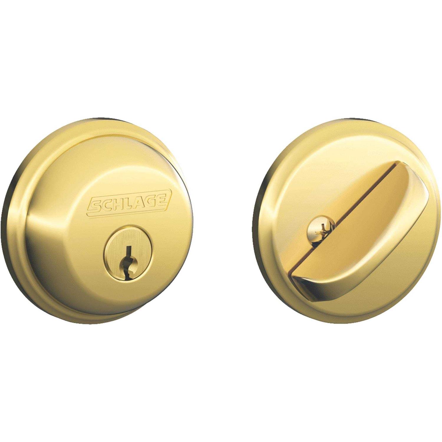 Schlage Bright Brass Single Cylinder Deadbolt - Zenithce