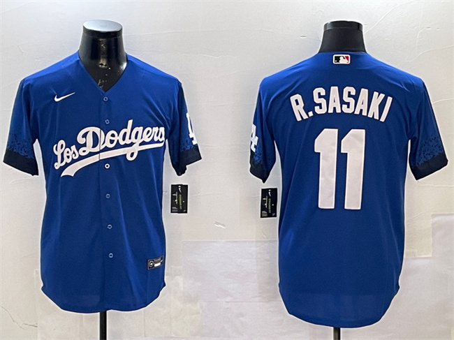 Los Angeles Dodgers #11 Roki Sasaki Royal City Connect Cool Base Stitched Jersey - Zenithce
