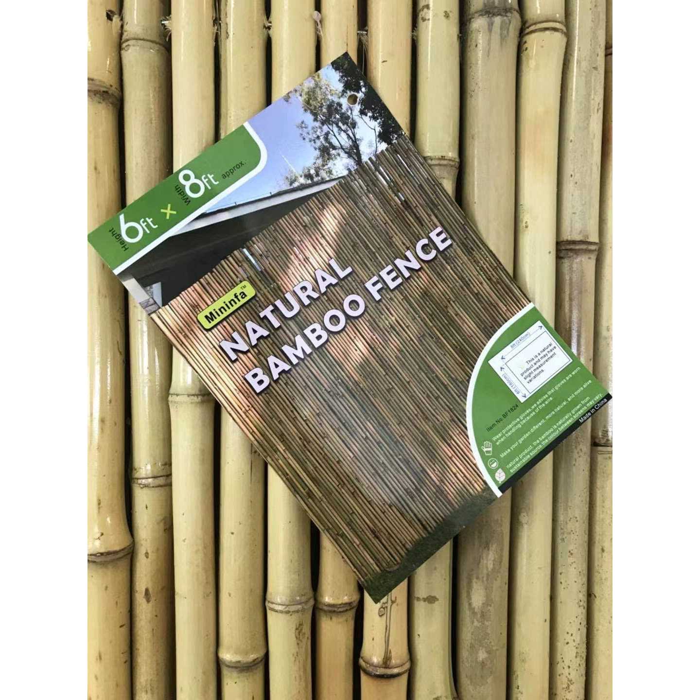 Mininfa Natural Rolled Bamboo Fence Eco-Friendly 0.7 in D x 6 feet High x Long - Zenithce