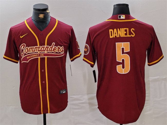 Washington Commanders #5 Jayden Daniels Burgundy With Patch Cool Base Stitched Jersey - Zenithce