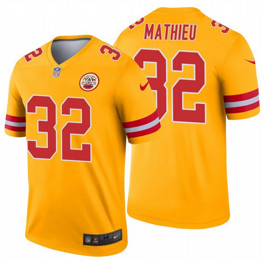 Kansas City Chiefs #32 Tyrann Mathieu Gold Inverted Legend Jersey - Zenithce